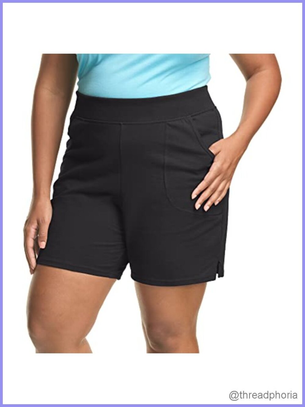 Plus Size Pull-On Cotton Jersey Gym Shorts with Pockets 7.5" Inseam